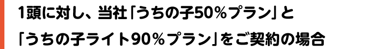 1頭に対し、当社「うちの子50％プラン」と「うちの子ライト90％プラン」をご契約の場合