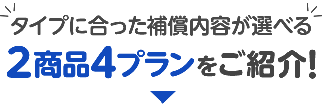 タイプに合った補償内容が選べる2商品4プランをご紹介！